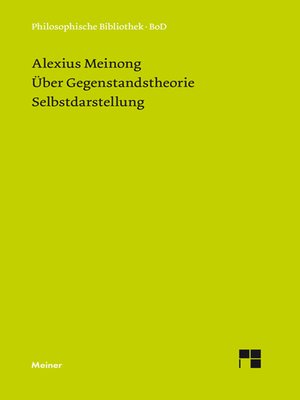 cover image of Über Gegenstandstheorie. Selbstdarstellung